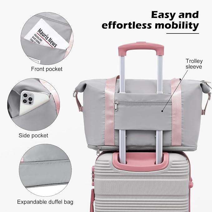 LONG VACATION 3 Piece Carry On Luggage 20 Inch Suitcase - Image 5