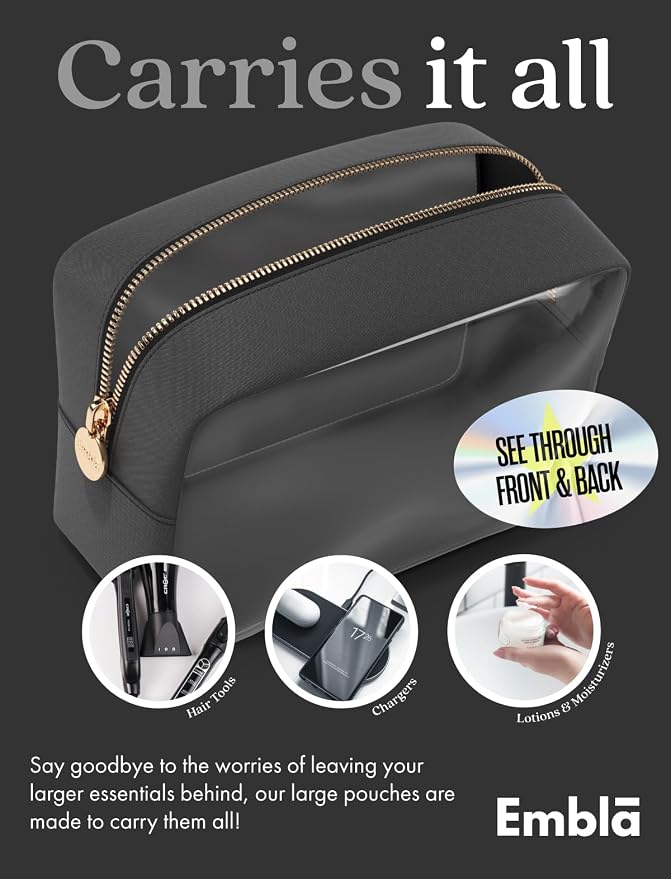 Clear Makeup Bag Zipper Pouch, Transparent Cosmetic Case Organizer, TSA - Image 4