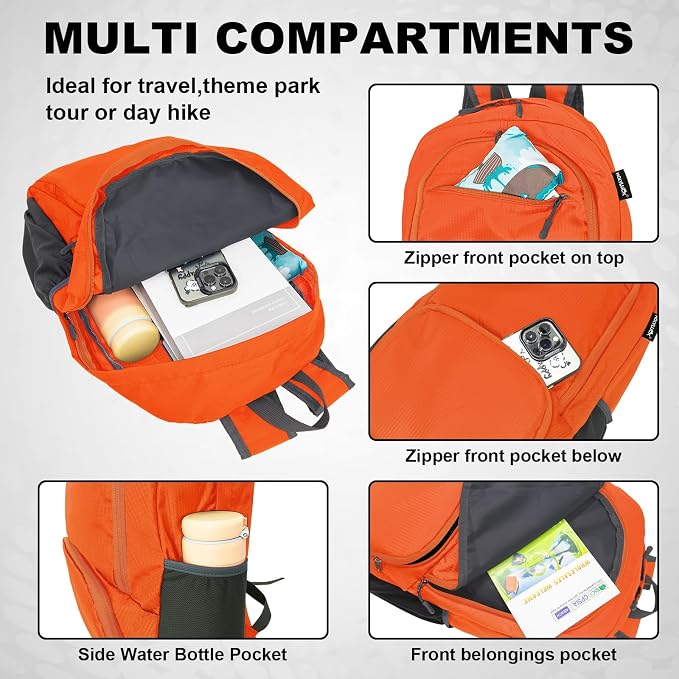 HOLYLUCK 20L lightweight packable Hiking Daypack Foldable Backpack - Image 3