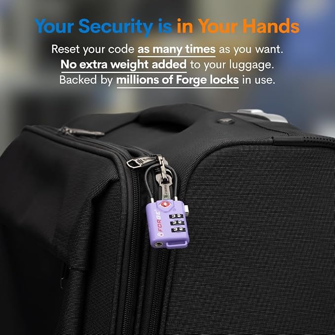 Forge TSA Approved Luggage Locks, Re-settable Combination - Image 6