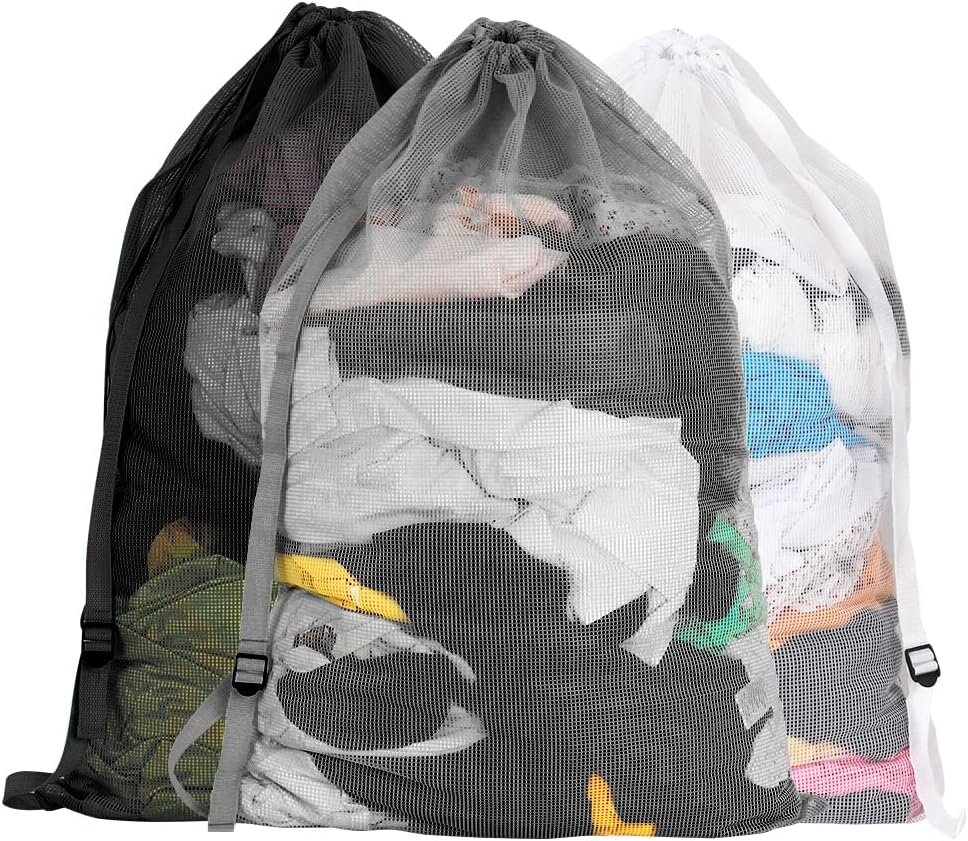 Mesh Laundry Bags with Adjustable Shoulder Strap, Drawstring Closure, Mixed by Dalykate