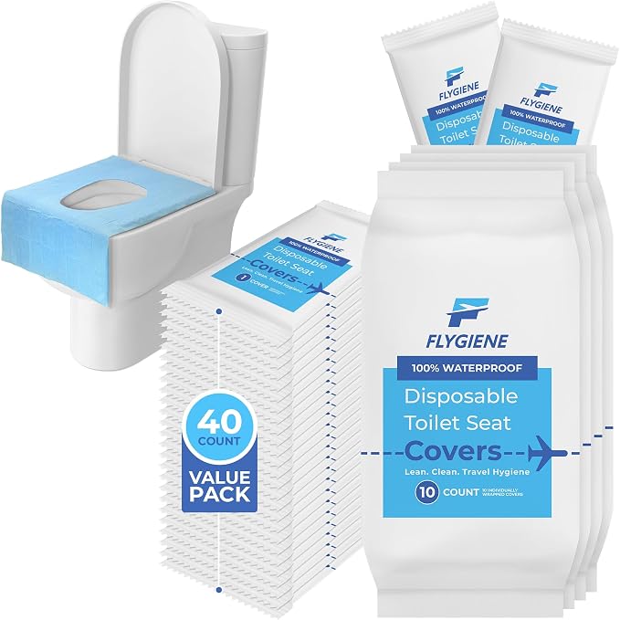 Disposable Toilet Seat Covers for Travel – Waterproof, Tear-Resistant XL Toilet by FLYGIENE
