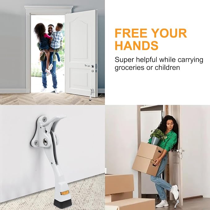 2 Packs Heavy Duty Kickdown Door Stopper, One Touch Adjustable Kickdown Door - Image 3