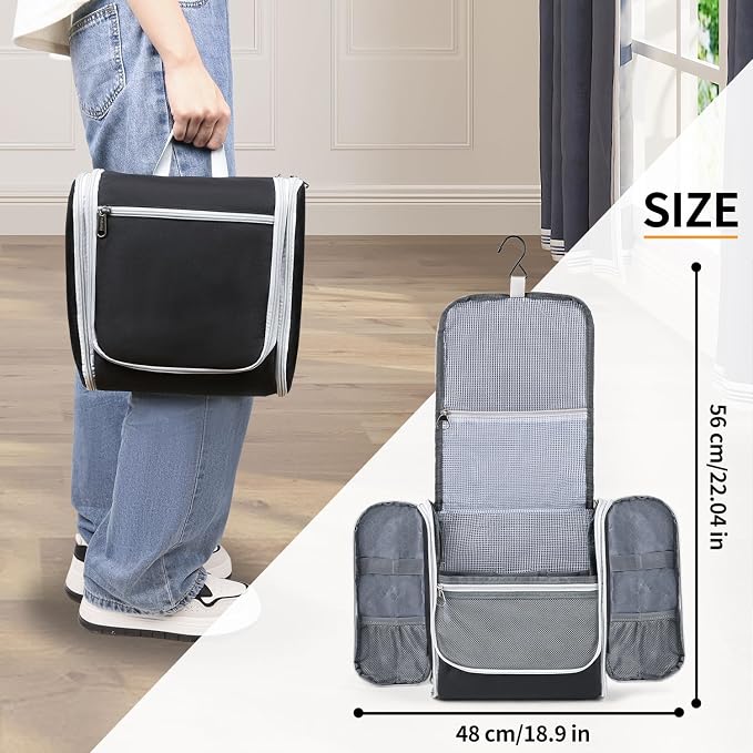 Della Gao Hanging Toiletry Bag for Men and Women, Large Capacity Cosmetics - Image 3