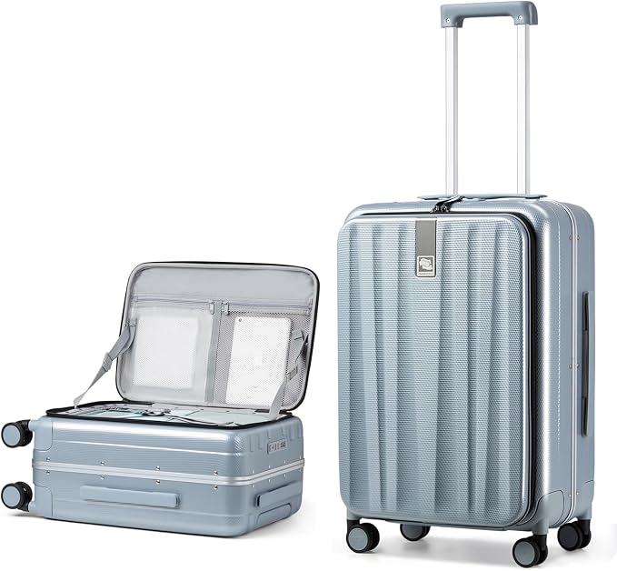 Hanke 24 Inch Checked Luggage Front Opening Rolling Suitcase Hard Sided Luggage by Hanke
