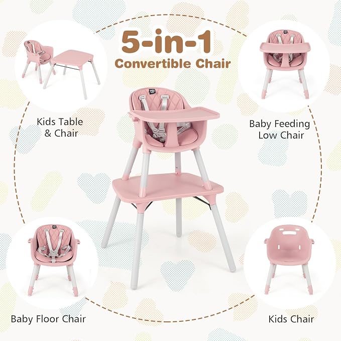 BABY JOY High Chair, 5 in 1 Convertible Highchair - Image 2