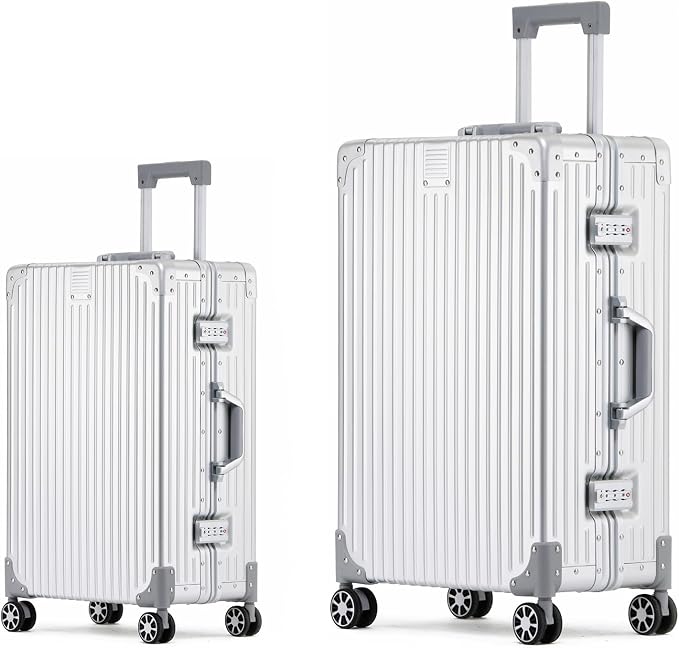 Metal All Aluminum Carry-on Luggage TSA Customs Lock Zipperless Silent Rotary by XZSP+AISU