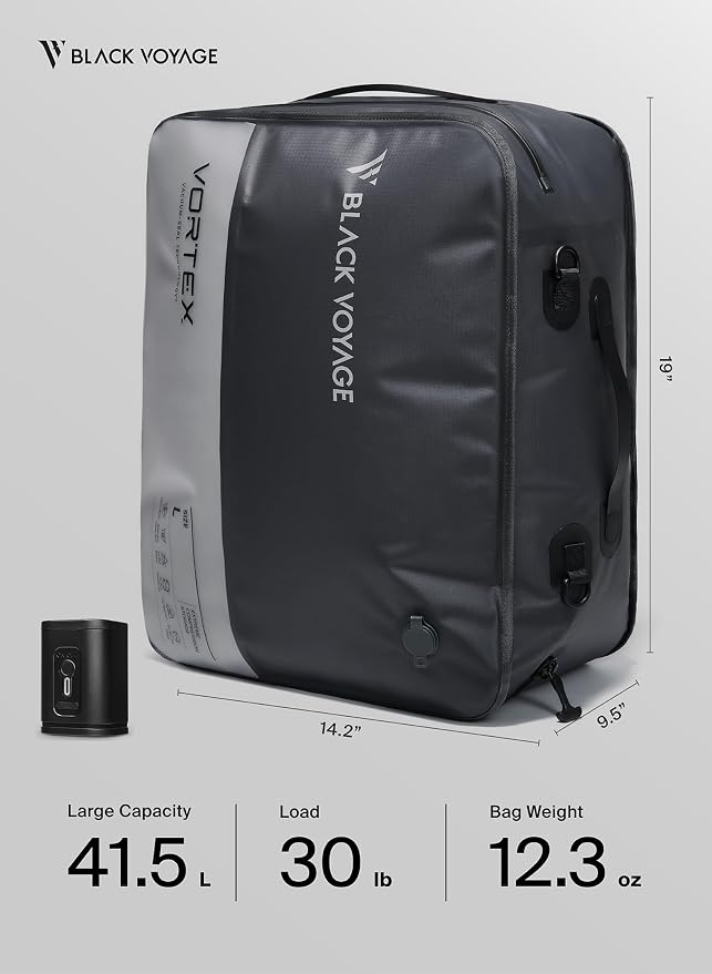 Black Voyage Reusable Vacuum Compression Travel Bag - Image 9