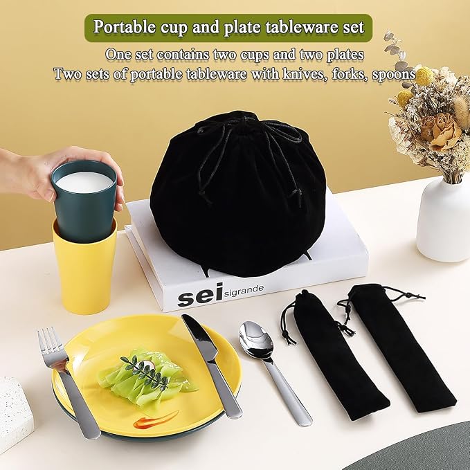 Evanda Camping Cutlery Set, Reusable Light Weight Mug, Plate and Stainless - Image 7