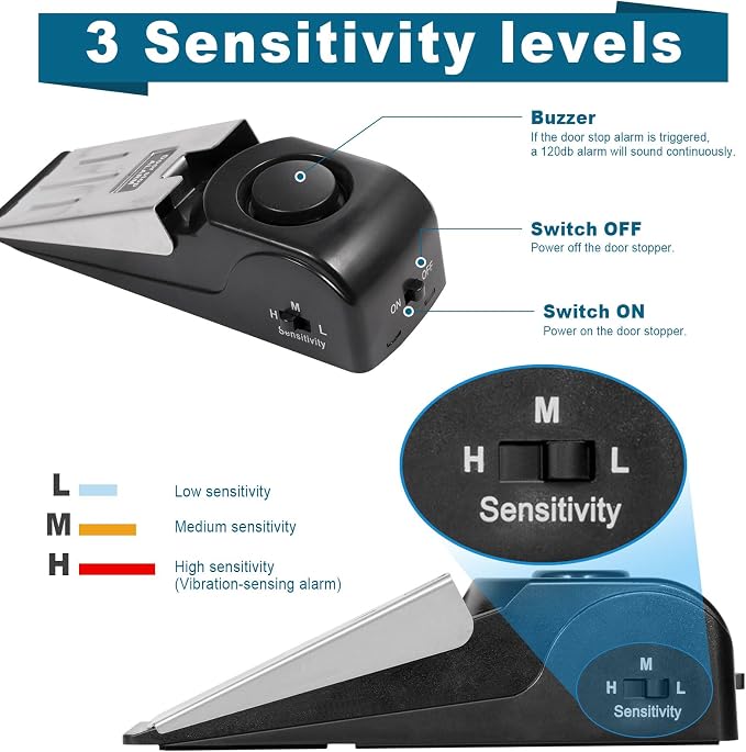 Upgraded Portable Door Lock & Door Stop Alarm, TOWODE Dual Protection Security - Image 4