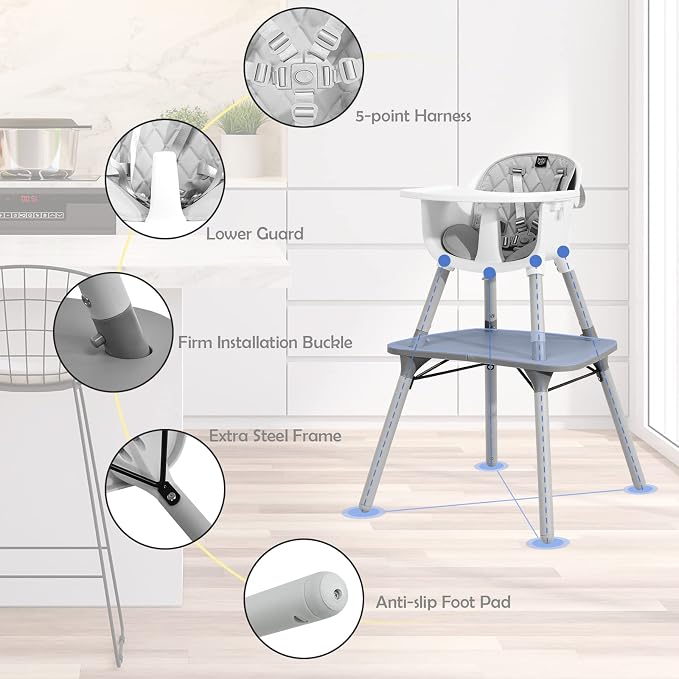 HONEY JOY 5-in-1 High Chair, Convertible Highchair - Image 3