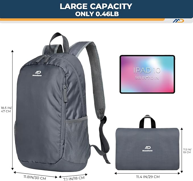 Lightweight Packable Backpack 30L, Light Foldable Backpacks Compact Folding - Image 2