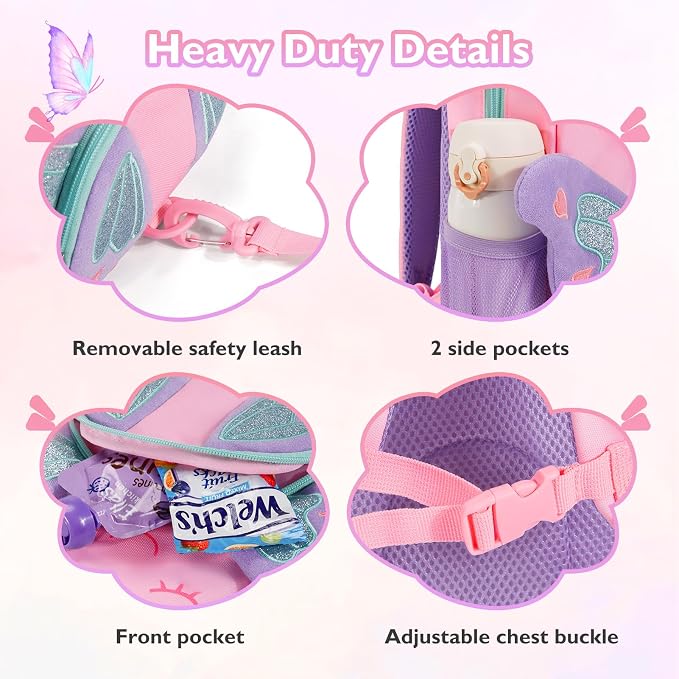 mommore Toddler Backpack for Girls 2-4, 3D Cartoon Cute Kids Backpack - Image 5