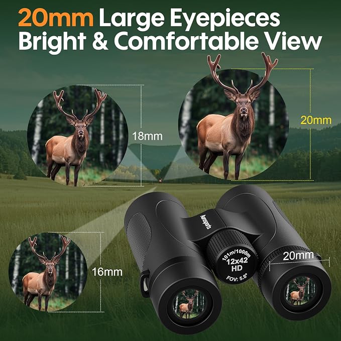 12x42 Binoculars for Adults High Powered: Waterproof HD Bird Binoculars - Image 4