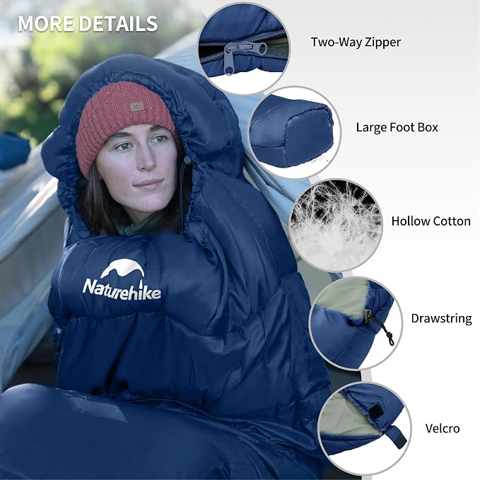 Naturehike Sleeping Bags for Adults, 23/39℉ Mummy Backpacking Sleeping Bag - Image 4