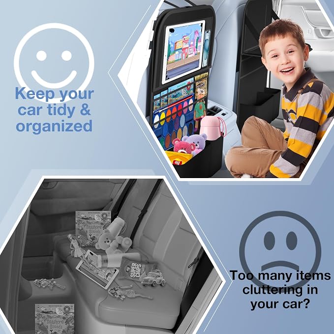 Car Backseat Organizer with Table Tray 9 Storage Pockets Backseat Car Organizer - Image 7
