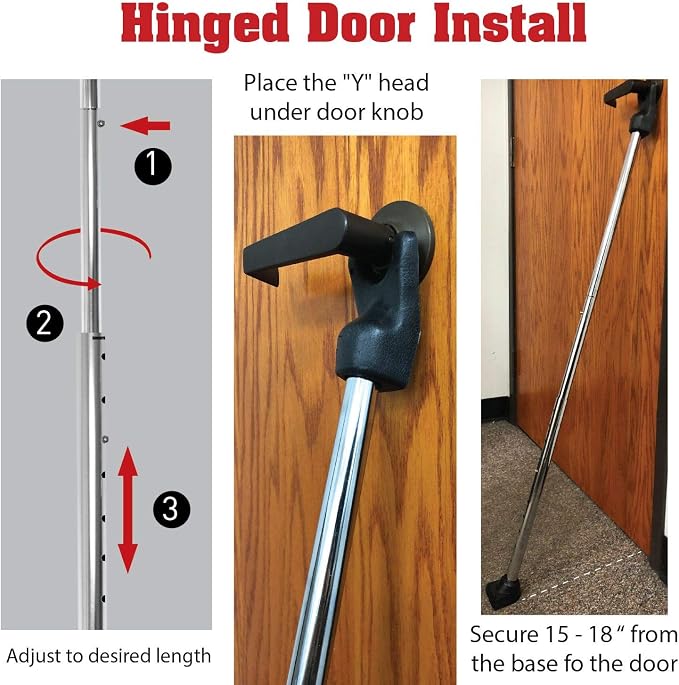 Door Security Bar, SECURITYMAN 2 in 1 Adjustable Door Stoppers Security Bar & - Image 9