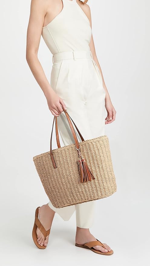 YXILEE Straw Bags For Women | M Size Travel Straw Totes Bag Woven Summer - Image 3
