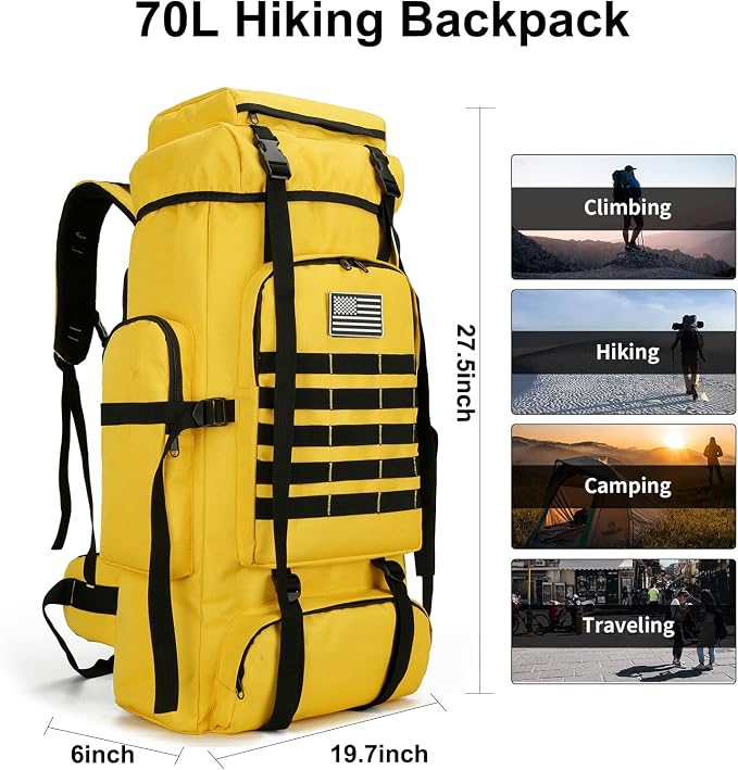 Hiking Backpack for Men 70L/100L Camping Backpack Military Rucksack Molle 3 - Image 3