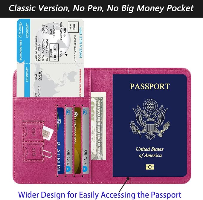 Passport Holder Cover Wallet Travel Essentials RFID Blocking Leather Card Case - Image 3
