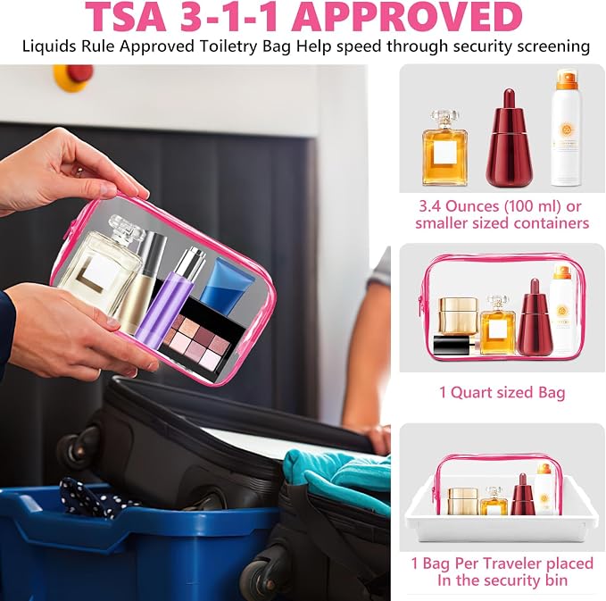 AURUZA 4 Pack Clear Toiletry Bag, Portable Travel Makeup Pouch - Image 3