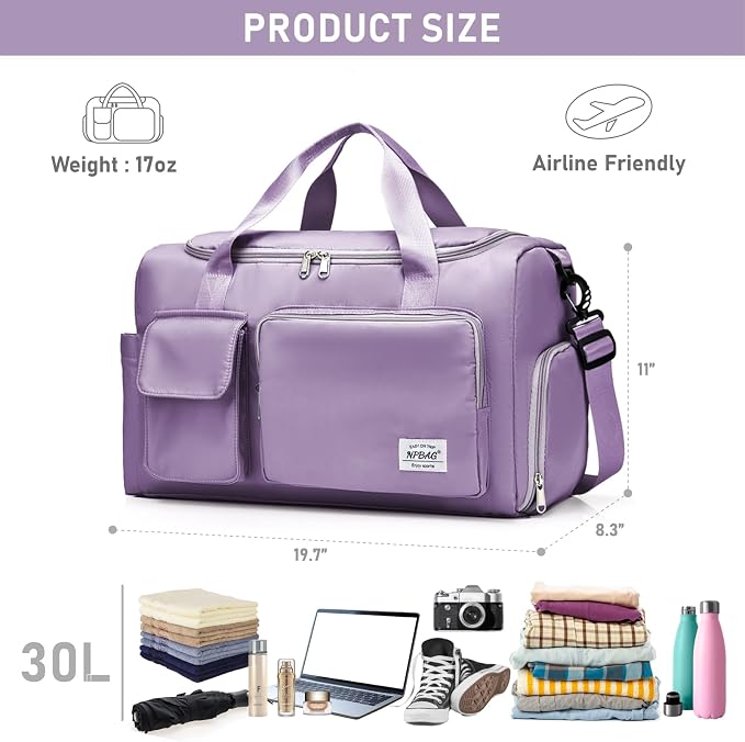 NPBAG Women Travel Duffel, Gym Workout Overnight Bag, Mommy Hospital Bag - Image 3