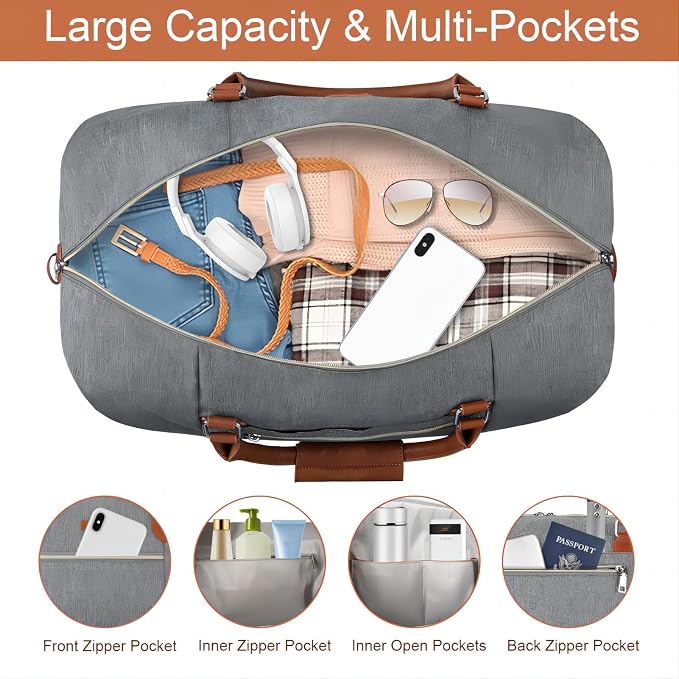Weekender Bag for Women, Travel Duffel Bag Carry On Overnight Bag - Image 4