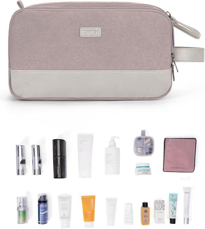 WANDF Toiletry Bag for Men Travel Toiletry Organizer Canvas and Leather Dopp - Image 9