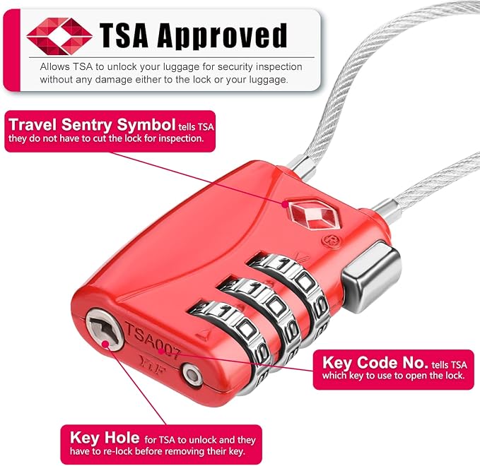 ZHEGE Luggage Lock TSA Approved 3 Dight Combination Padlock - Image 2
