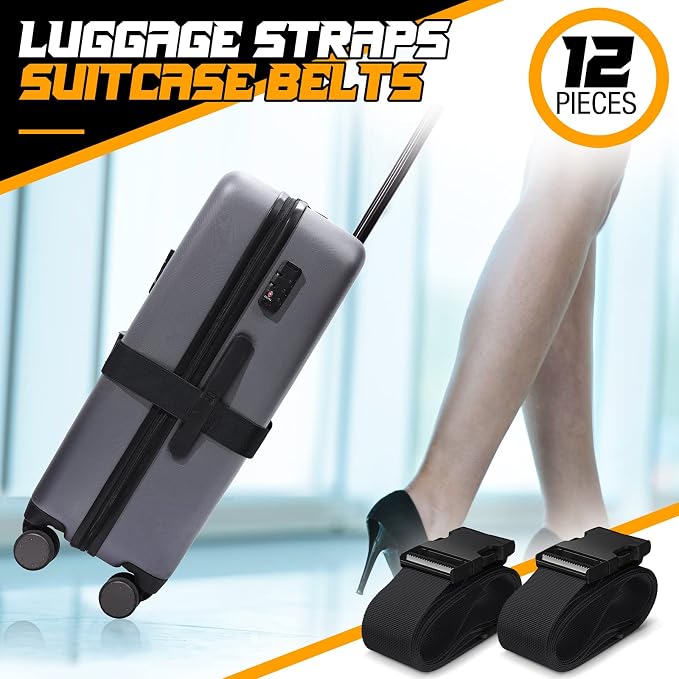 Eccliy 12 Pack Luggage Straps Suitcase Belts Wide Adjustable Packing Straps - Image 2