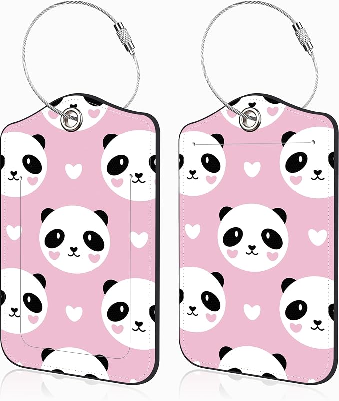 2 Pcs Cute Panda and Heart Luggage Tags by Unknown