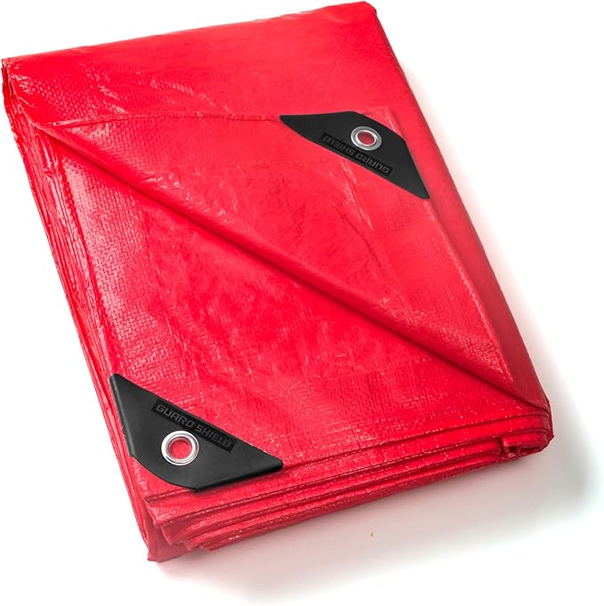 GUARD SHIELD Red Tarp 20x20 Feet Tarps High Visibility Outdoor Poly Cover by GUARDSHIELD