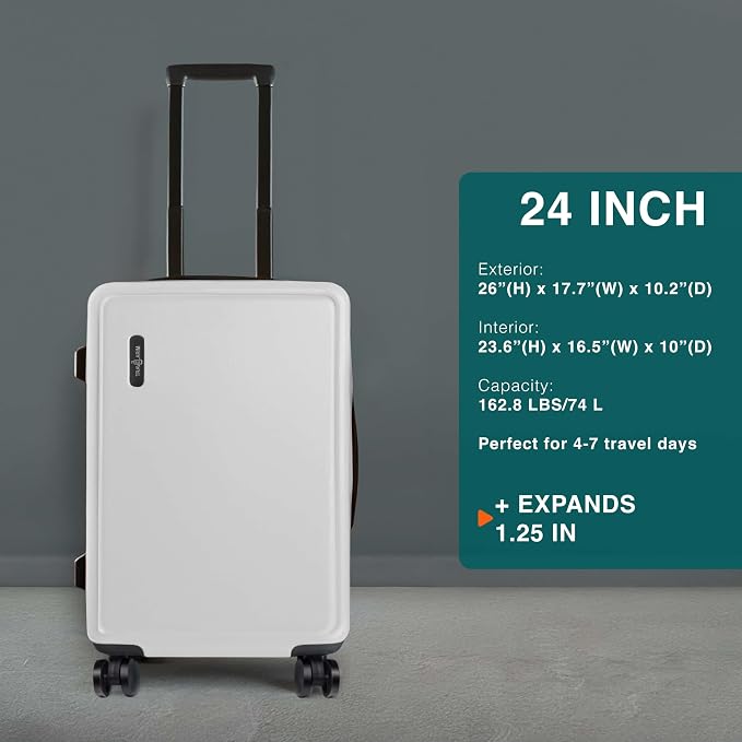 24 Inch Luggage with Spinner Wheels, Hard Shell Suitcase with TSA Locks - Image 2
