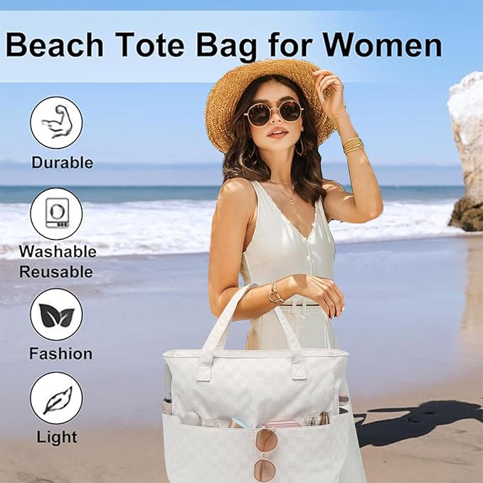 LEDAOU Beach Bag Waterproof Sandproof Women Tote Bag Pool Bag - Image 7