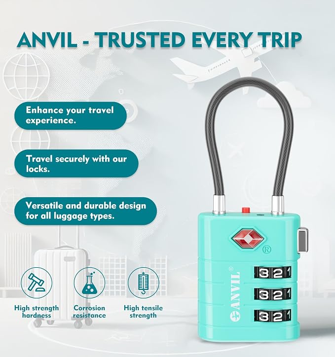 ANVIL TSA Approved Luggage Locks – High Security TSA008 Combination Travel Locks - Image 4