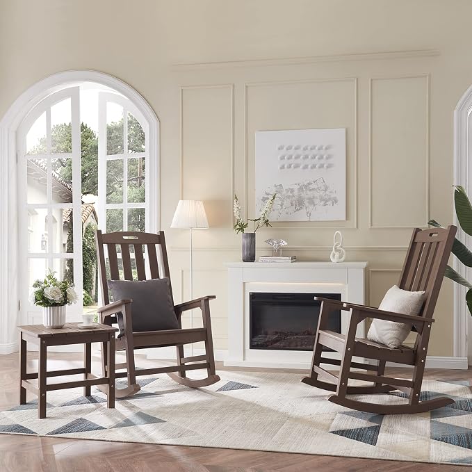 Psilvam Oversized Outdoor Rocking Chair Set of 2, Porch Rocker - Image 8