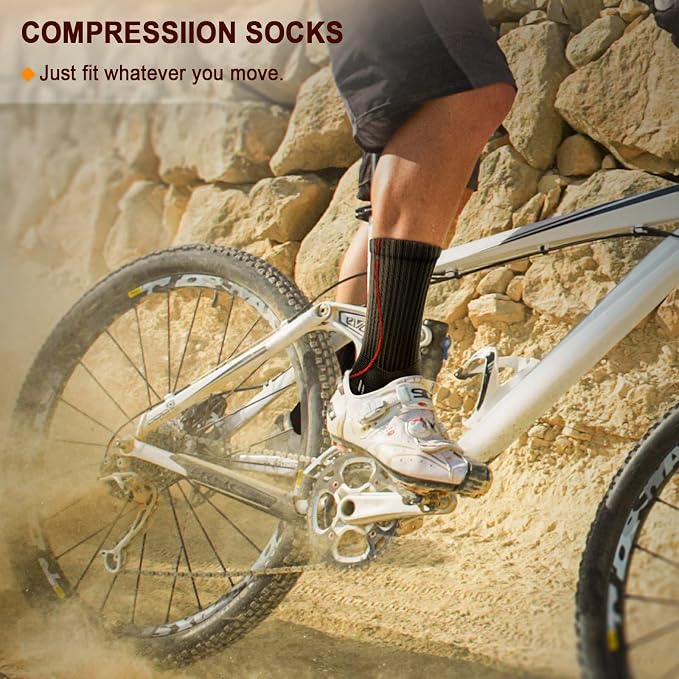 BULLIANT Compression Socks for Men 6Pairs, Athletic Crew Socks Cushioned For - Image 6