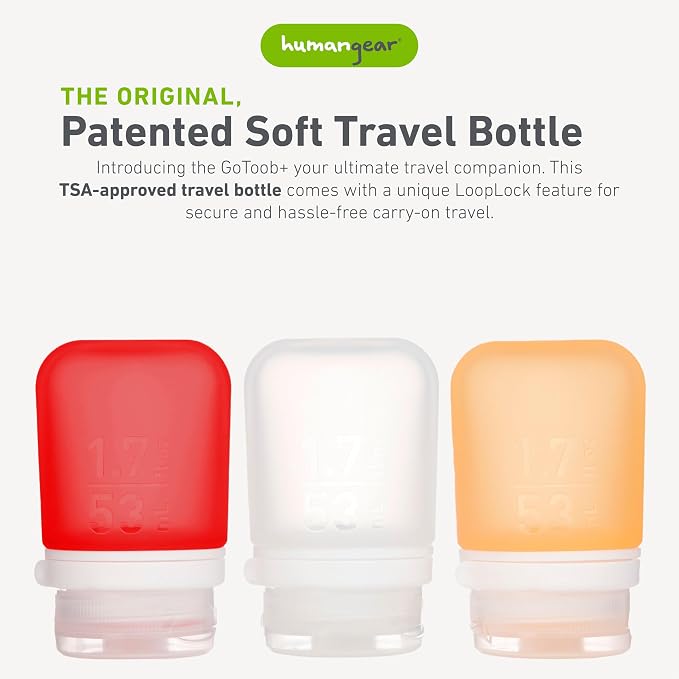 humangear GoToob+ 3-Pack | Refillable Silicone Travel Bottle | Locking Lid | - Image 2