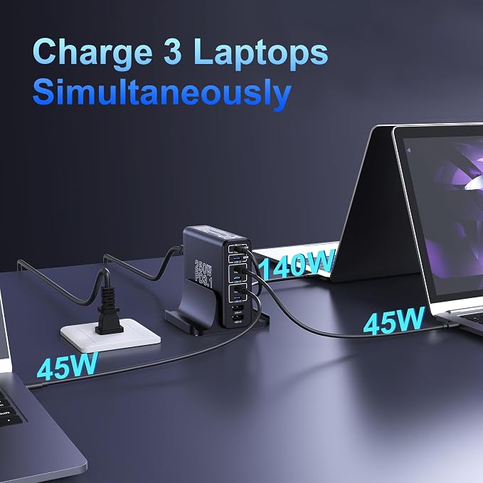 Aftertop 250W USB C Charger, 8-Ports PD3.1 140W Fast Charging Station, Compact - Image 4