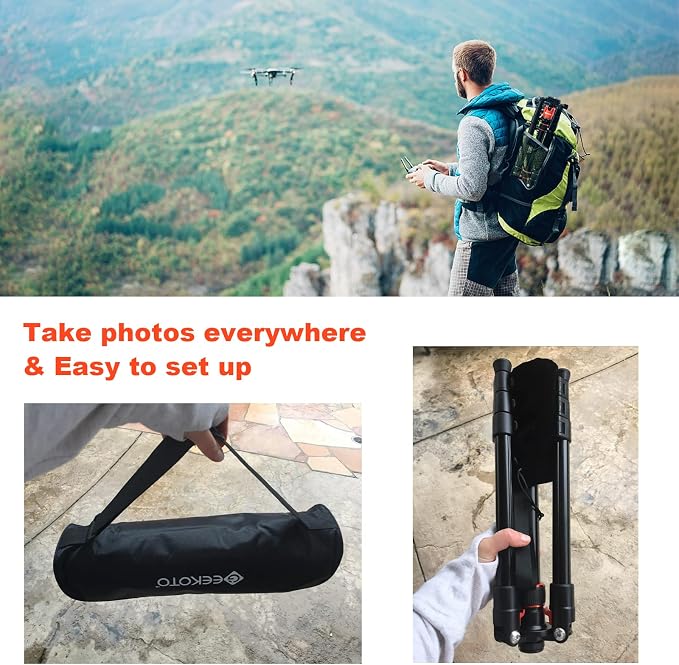 GEEKOTO 58” Magnetic Tripod, Compact Aluminum Alloy Lightweight Magsafe Camera - Image 5