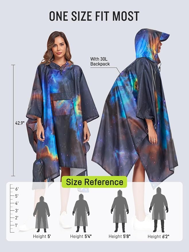 SaphiRose Extra Thick Hooded Rain Poncho Double Layer Waterproof Raincoat Jacket - Image 3