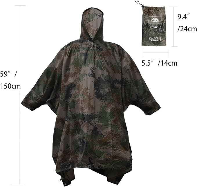 longsinger Rain Poncho for Adult, Waterproof Rain Poncho - Image 4