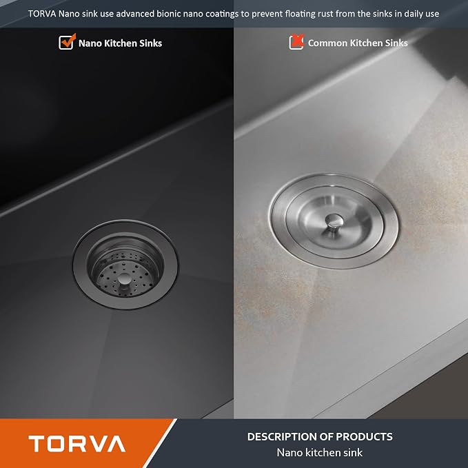 TORVA 14 x 14 Inch Gloss Black Undermount Kitchen Sink, PVD Coated Gunmetal - Image 6