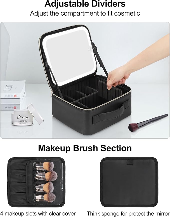 Chomeiu Makeup Bag with LED Mirror, Travel Makeup Case - Image 3
