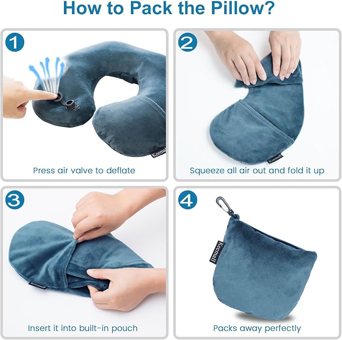 Inflatable Travel Neck Pillow for Airplane Train Car Washable Pillowcase U - Image 7