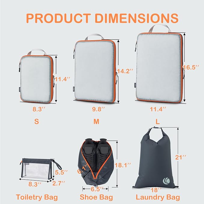 Cipway Compression Packing Cubes Mesh, Lightweight Luggage Organizer Bags - Image 4