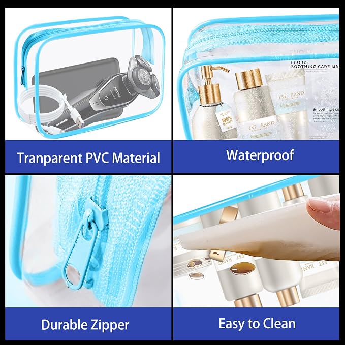 16 Pieces Clear Cosmetic Bags, PVC Clear Pouch - Image 4
