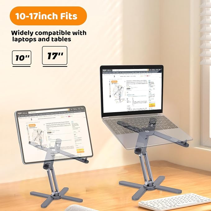 Laptop Stand with 360 Rotating Base, Computer Notebook Laptop Riser Metal Holder - Image 3