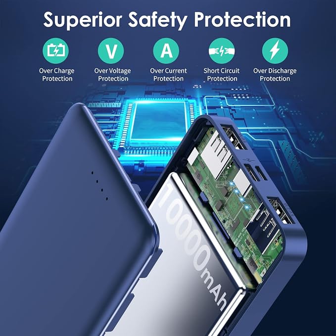 Portable Charger Power Bank 10000mAh, Ultra Slim Compact External Battery Pack - Image 3
