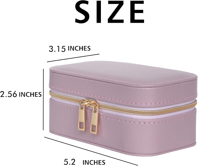 Small Jewelry Travel Case for Women Zippered Leather Small Jewelry Organizer - Image 7